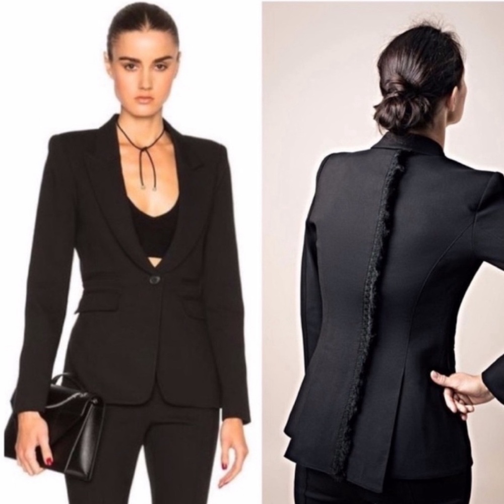 SMYTHE black blazer with fringe stripe, size 6